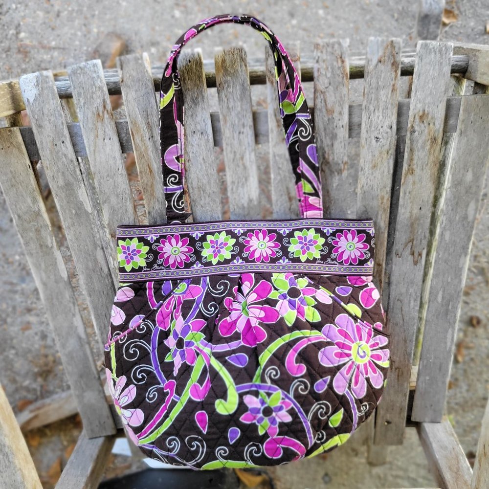 VERA BRADLEY Purple Punch Abby Shoulder Bag Purse Floral - Picture 2 of 4